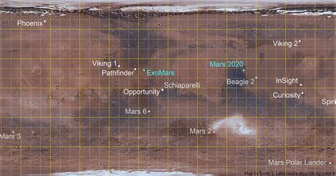 Map of all Mars landing sites as of November… | The Planetary Society