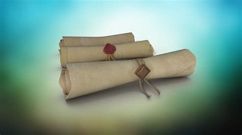 ArtStation - Set of three papyrus scrolls PBR Low-poly 3D model | Resources