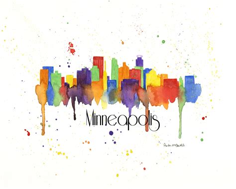 Minneapolis Skyline Art Skyline Print Minnesota Wall Art | Etsy ...