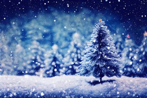 Premium Photo | Christmas tree snow background