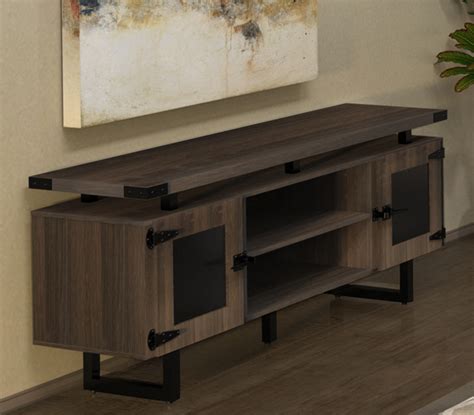 Modern Office Credenza with Metal Base & Metal Accents