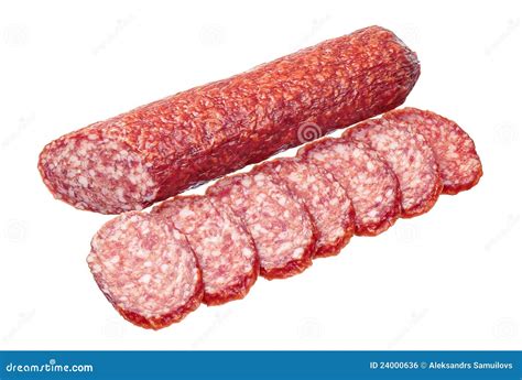 Salami with slices stock photo. Image of gastronomy, traditional - 24000636