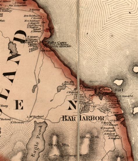 Hancock County Maine 1860 Old Wall Map Reprint With | Etsy