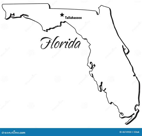 Florida Outline Map Black USA State Borders Black Vector Illustration ...