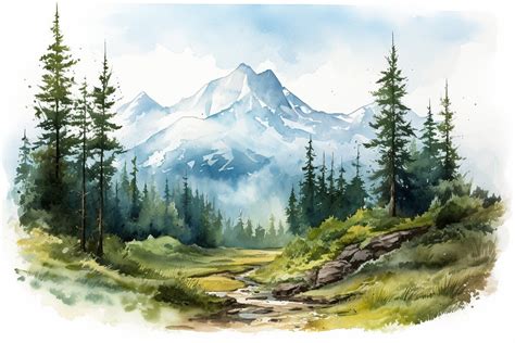 Mountain Watercolor Landscapes 24 High Quality PNG Images - Etsy