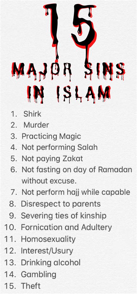 15 Major Sins In Islam : u/justmakeduaa