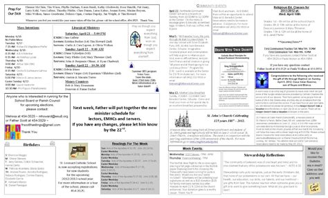 St. Leonard Catholic Church: Sunday Bulletin - Divine Mercy Sunday