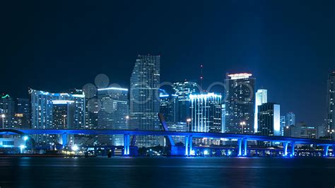 Time lapse of Miami skyline at night - Stock Footage | by badboo Miami Skyline, Night Skyline ...