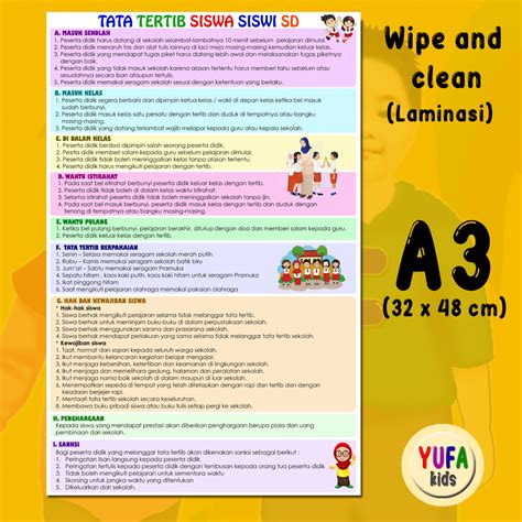 137 Poster peraturan tata tertib sekolah SD - poster wipe n clean ...