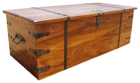 Kokanee Large Solid Wood Storage Trunk Coffee Table Chest - Traditional ...