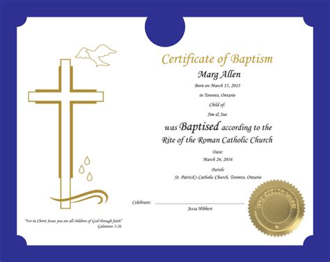 Roman Catholic Certificate of Baptism (Packs of 10 or 50) – $14.95/$54.99 - Churchwares Direct