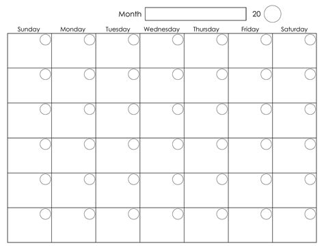 Printable Blank Monthly Calendar | Blank Monthly Calendar Inside Blank Activity Calendar ...