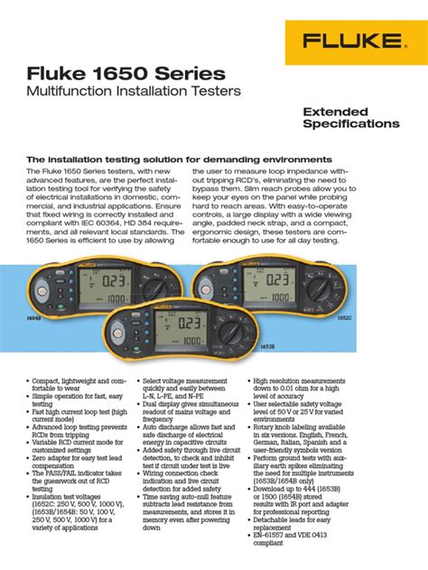 Fluke 1653B | Electrical Impedance | Electrical Wiring