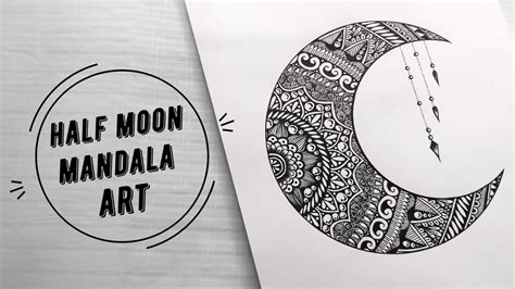 Half Moon Mandala Art || Step By Step Tutorial || Easy Moon Mandala Art ...