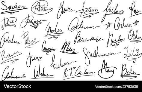 Handwritten signature manual signatures Royalty Free Vector