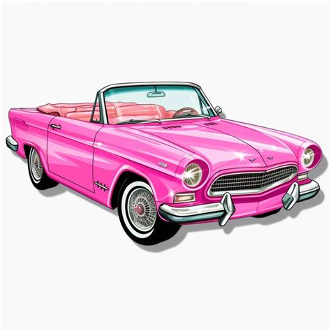 Premium AI Image | cartoon drawing of a pink convertible car with a pink top generative ai