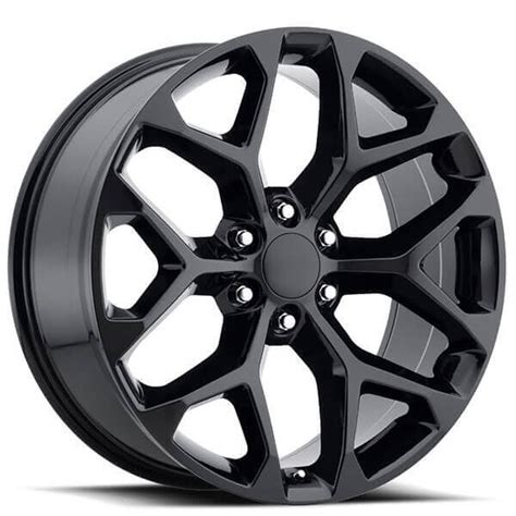 22" Chevy Truck Snowflake Wheels FR 59 Gloss Black OEM Replica Rims # ...