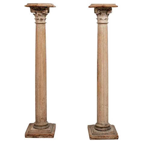 Pair of Carved, Painted Wood Columns from India For Sale at 1stDibs