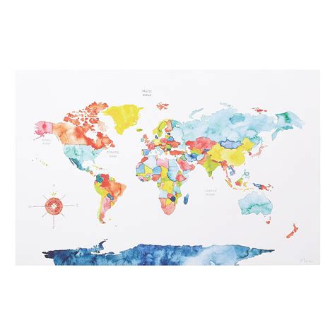 Watercolor World Map | painted world map, color coded map | UncommonGoods