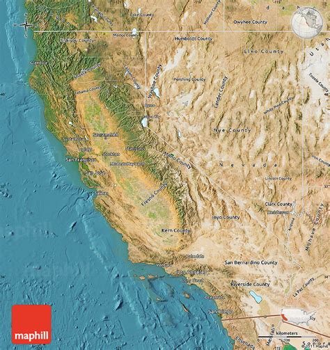 Satellite Map of California