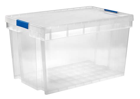 Form Xago Heavy duty Clear 94L Plastic Stackable Nestable Storage box | Departments | DIY at B&Q