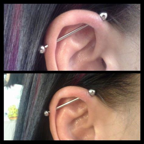 Industrial Piercing I did. Two weeks into healing. | Piercing ...