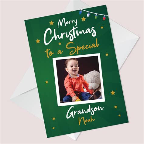 Christmas Card For Grandson Personalised Photo Card