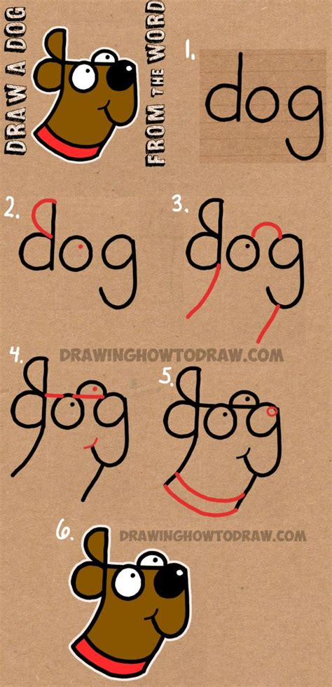 How to Draw a Dog from The Word Dog - Easy Step by Step Drawing ...