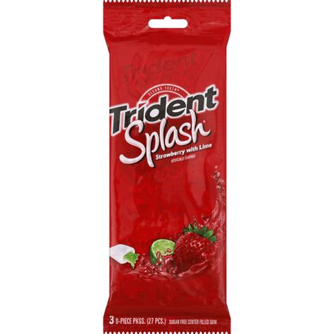 Trident Splash Gum, Center Filled, Sugar Free, Strawberry with Lime ...