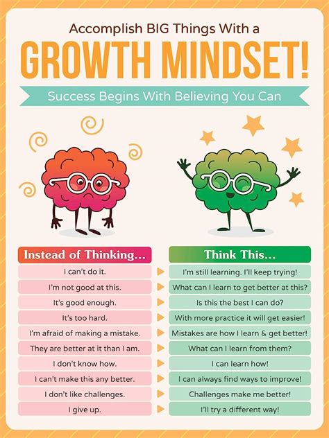 Growth Mindset Classroom Poster - 12 x 16 Educational Poster For ...