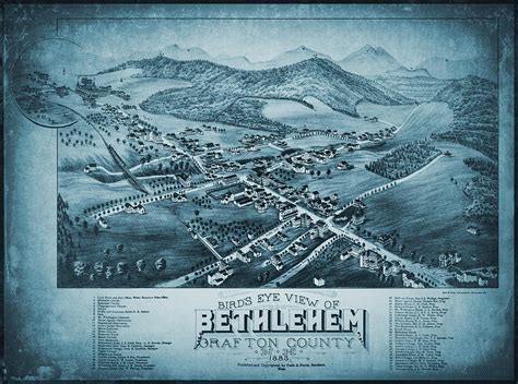 Bethlehem New Hampshire Vintage Map Aerial View 1883 Blue Photograph by Carol Japp - Fine Art ...