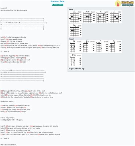 Pontoon Song Tab | Pontoon song, Songs, Pontoon