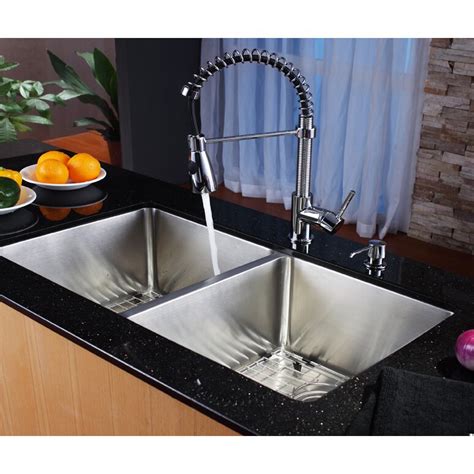 One Handle Single Hole Kitchen Faucet with Soap Dispenser | Wayfair