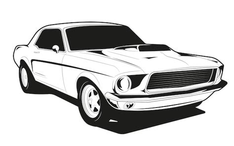 Premium Vector | Black and white classic car illustration