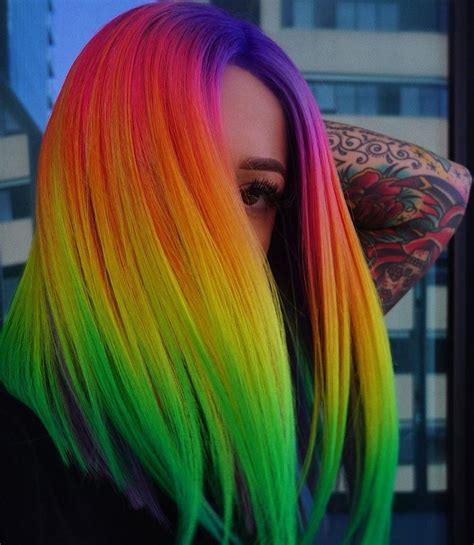 Pin by Fav mara on Hair color | Vivid hair color, Rainbow hair color, Neon hair