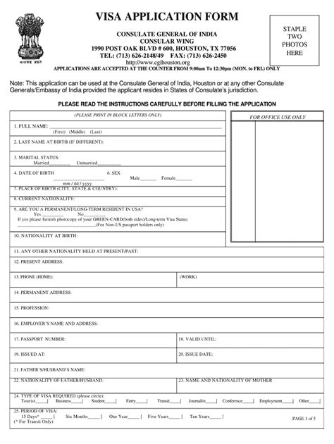 Indian Consulate Houston - Fill Online, Printable, Fillable, Blank | pdfFiller