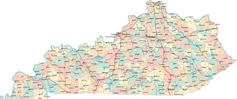 Digital Kentucky State Map in Multi-Color Fit-Together Style to match ...