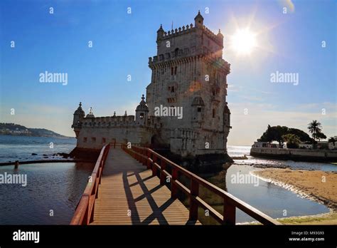 Lisbon, Belem Tower at sunset Stock Photo - Alamy