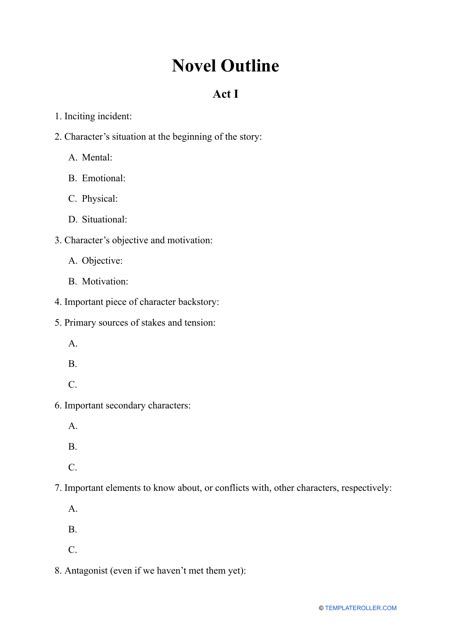 Novel Outline Template Download Printable PDF | Templateroller