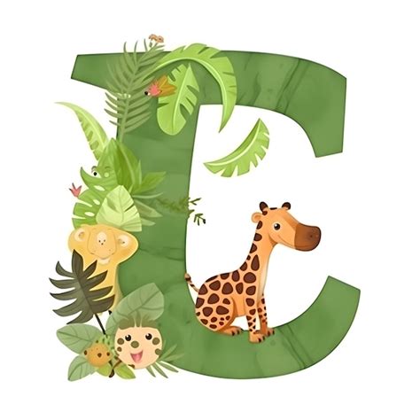 Premium AI Image | Font design for the letter G with jungle animals ...