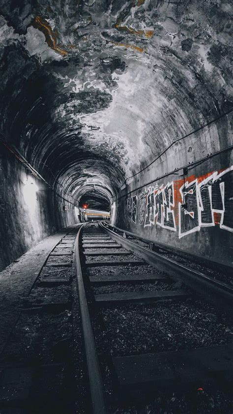1920x1080px, 1080P free download | Tunnel, black and white, bw, graffiti, railway, train, wall ...