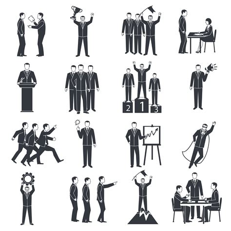 Leadership Black White Icons Set 472597 Vector Art at Vecteezy