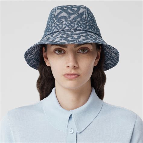 Monogram Motif Denim Bucket Hat in Blue | Burberry® Official