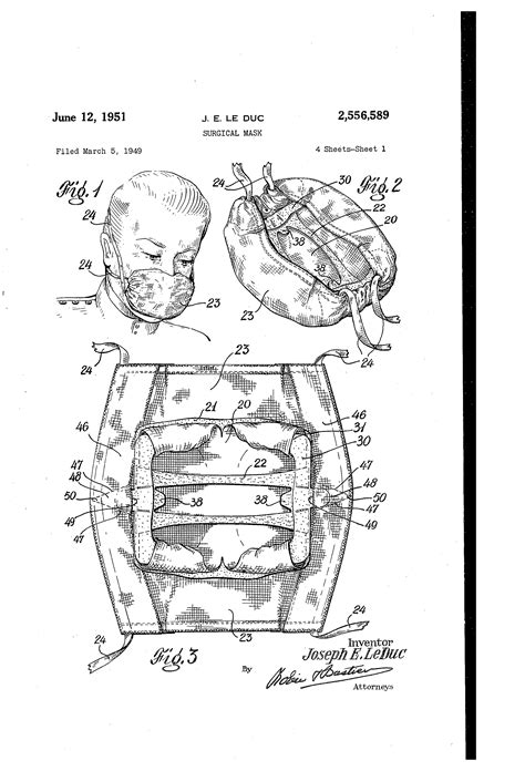 Patent US2556589 - Surgical mask - Google Patents