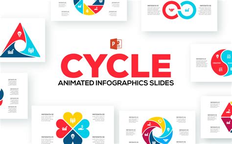 Cycle Animated Infographics Presentations PowerPoint template for $17