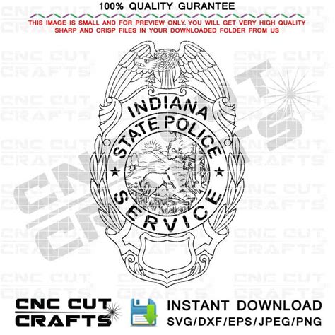 Indiana State Police SVG Service Badge Vector Eagle Top Badge Outline ...