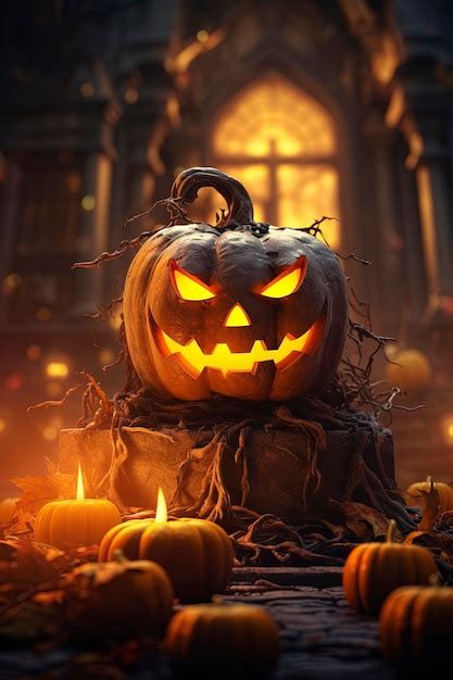 Premium AI Image | halloween wallpaper with evil pumpkins