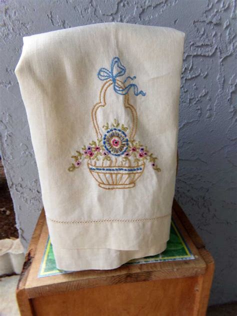 Embroidered tea towel cotton tea towel vintage embroidered | Etsy