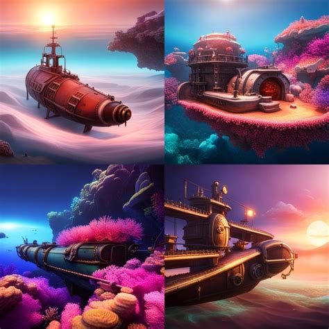 Heart Pirate’s Submarine in beautiful coral ocean - AI Generated ...