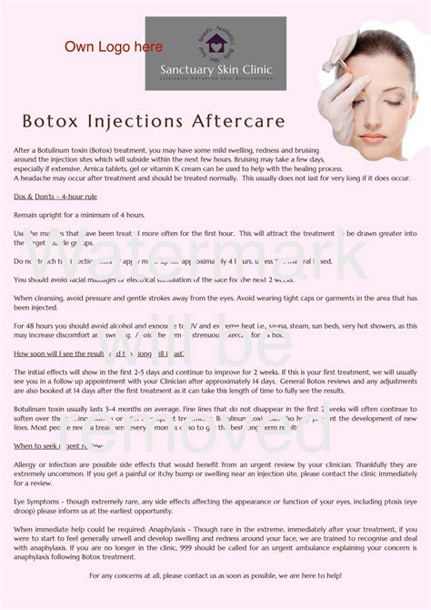 Botox Aftercare Form / Template and Key Facts Instant Digital | Etsy